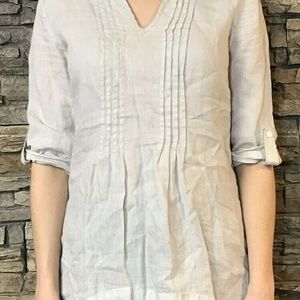 Cynthia Rowley Linen Blouse 3/4 Sleeve (Ivory) XS
